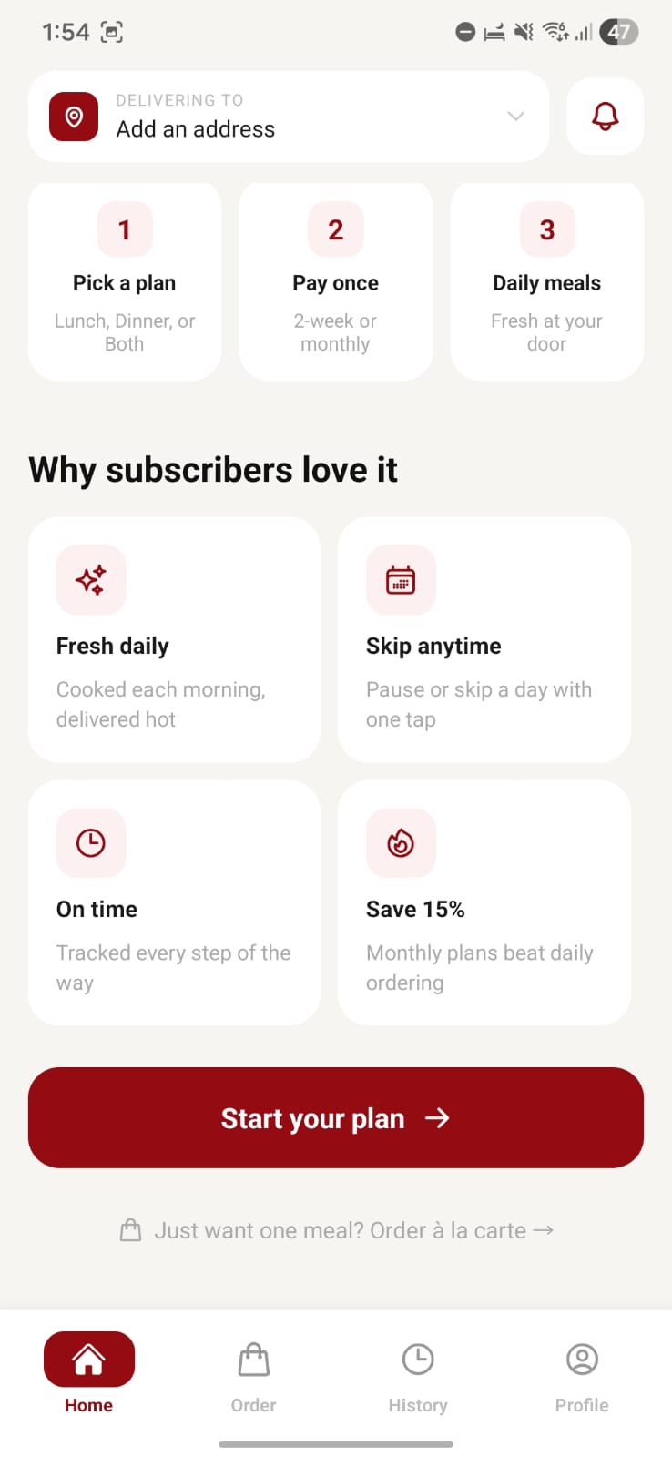 Bruppers app plans screen showing subscription options